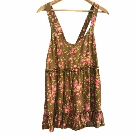 Matilda Jane Brown Floral Print On A Whim Tank Top Ruffle Hem Medium - Picture 2 of 11